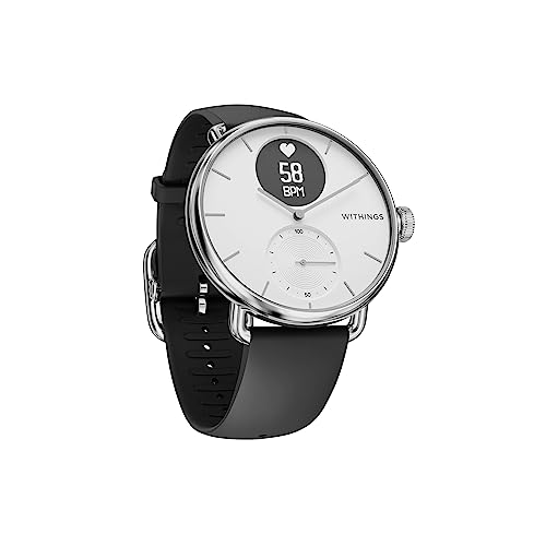 Withings Scanwatch – Hybrid-Smartwatch mit EKG, Herzfrequenz, SPO2 und Schlaf-Tracking, Sport-Smartwatch, Schrittzähler-Smartwatch mit Ladegerät – 38 mm – Weiß von Withings
