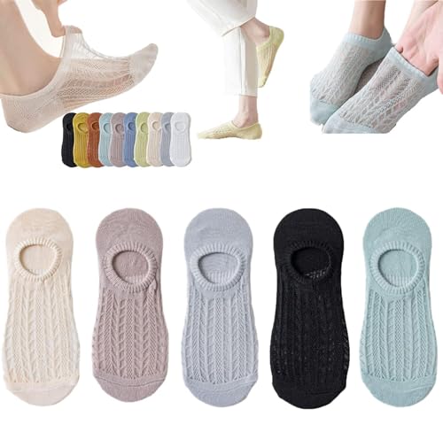 WitmAn Unsichtbare Air-Socken, Mesh- und atmungsaktive unsichtbare Bootssocken, Summer Breath Mesh Low-Socken für Frauen (5 Pairs-c,One Size) von WitmAn