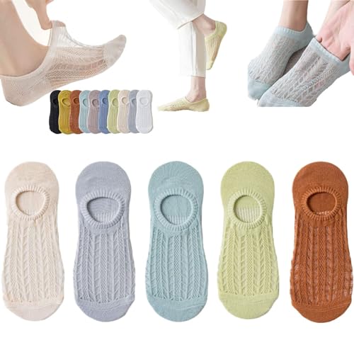 WitmAn Unsichtbare Air-Socken, Mesh- und atmungsaktive unsichtbare Bootssocken, Summer Breath Mesh Low-Socken für Frauen (5 Pairs-d,One Size) von WitmAn