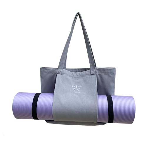 Wivmypog Yogamatten Tasche, Leicht zu Tragen Yogamatte Tasche, Gym Segeltuch Tragetasche Yogatasche, Schultertasche, Yoga Tasche für Matte für Frauen Reisen Büro (grau) von Wivmypog