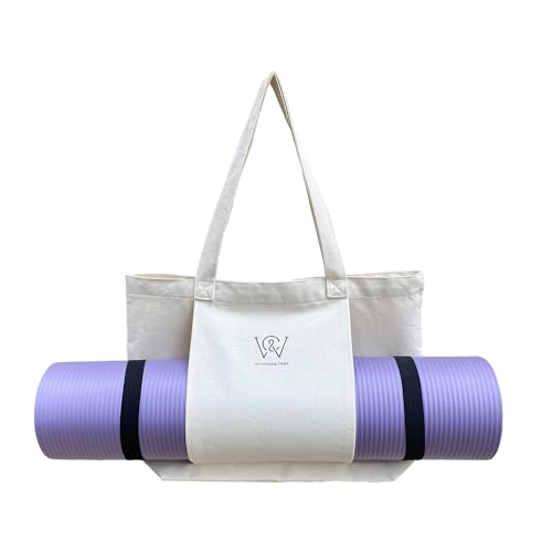 Wivmypog Yogamatten Tasche, Leicht zu Tragen Yogamatte Tasche, Gym Segeltuch Tragetasche Yogatasche, Schultertasche, Yoga Tasche für Matte für Frauen Reisen Büro (weiß) von Wivmypog