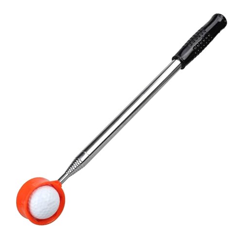 Wizoowip Wetterbeständiger Golfball-Picker, 10 Abschnitte, Edelstahl-Retriever mit unzerbrechlichem PVC-Kopf, einziehbar, teleskopisch Orange von Wizoowip