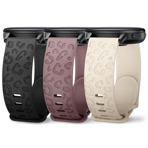 Wizvv 22mm Armband mit Leoparden-Gravur, Kompatibel mit Garmin Vivoactive 4/Venu 3, Garmin Forerunner 265/255/255 Music, Uhrenarmband Weich Ersatzarmband für Damen Herren von Wizvv