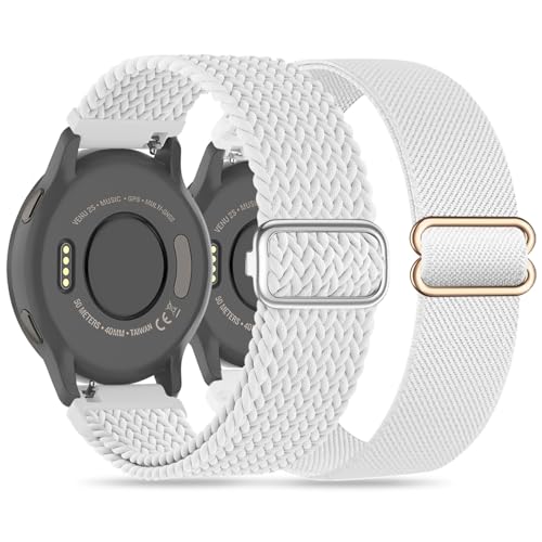 Wizvv 22mm Nylon Armband Kompatibel mit Garmin Venu 2/Venu 3/Vivoactive 4, Loop & Elastisch Geflochten Armband für Forerunner 265/255/255 Music Herren Damen von Wizvv