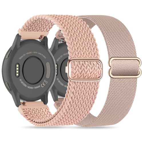 Wizvv 22mm Nylon Armband Kompatibel mit Garmin Venu 2/Venu 3/Vivoactive 4, Loop & Elastisch Geflochten Armband für Forerunner 265/255/255 Music Herren Damen von Wizvv