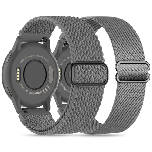 Wizvv 22mm Nylon Armband Kompatibel mit Garmin Venu 2/Venu 3/Vivoactive 4, Loop & Elastisch Geflochten Armband für Forerunner 265/255/255 Music Herren Damen von Wizvv