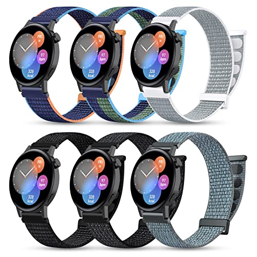 Wizvv 6-farbige Nylon Armband, kompatibel mit Amazfit/Huawei/Galaxy/Garmin/Xiaomi Smartwatch 20mm/22mm Breiten Uhrenarmbändern für Männer und Frauen von Wizvv