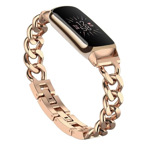 Wizvv Bracelet Compatible with Fitbit Luxe Bands, Slim Metal Strap, Stainless Steel Adjustable Bands, Replacement Bands for Fitbit Luxe Smart Watch for Women and Men von Wizvv