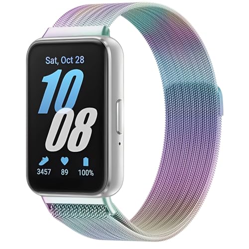 Wizvv Mesh Metall Armband kompatibel mit Samsung Galaxy Fit 3, Edelstahl Mesh Metall Uhrenarmband für Galaxy Fit 3, für Damen und Herren von Wizvv