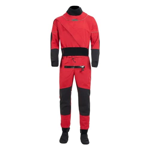 Herren Latex Dry Suit Kajak für Dreilagig Wasserdicht Atmungsaktiv Surfen Segeln Rafting Sport Dry Suit Rot L von Wjnvfioo