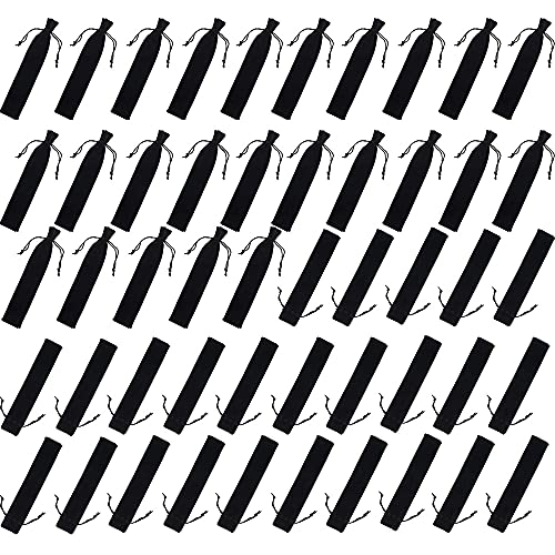 100 Stück Samt-Stiftebeutel, schwarz, Kordelzugbeutel, einzelner Stifthalter, Verpackungshüllen für Schule, Büro, Geschäft, Geschenk von Wlauqueta