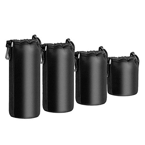 Wlauqueta Kameratasche, Objektivtasche, Objektivtasche, klein, mittel und extra für DSLR-Kamera, stoßfest, 4 Stück, Schwarz von Wlauqueta