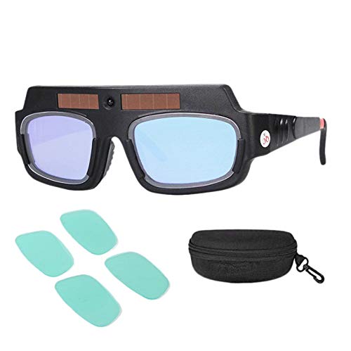 Wlauqueta Schweißmaske mit Solar-Verdunkelung, Schutzbrille, Schweißerbrille, Lichtbogen-Anti-Schock-Linse, mit Aufbewahrungsetui von Wlauqueta