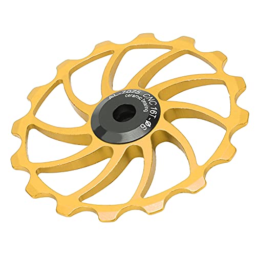 Bikes Ceramic Bearing Pulley Guide Wheel, 16T Fahrrad Schaltwerk Jockey Wheel für Fahrrad für Rennrad für Mountainbike(Gold) von Wnesy