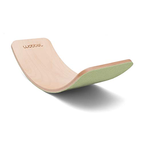Wobbel Wobble Board Yogaboard Pro transparent lackiert mit Forest Filz (grün) 90 cm von Wobbel