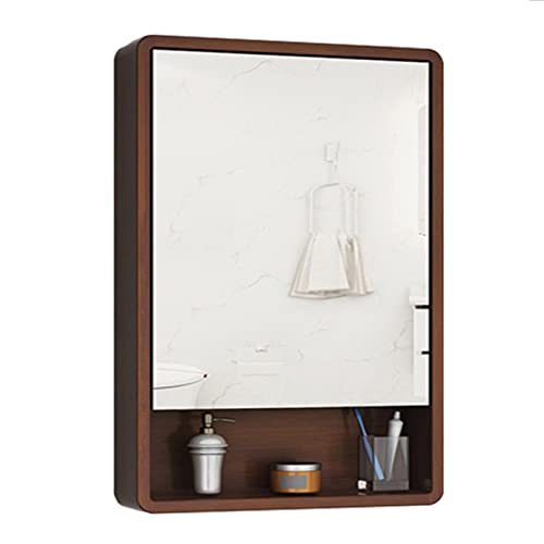 Badezimmer-Medizinschrank, rechteckiger Spiegelschrank, Badezimmer-Spiegelschrank, Toiletten-Kosmetikspiegel, geeignet für Eingangsschlafzimmer, Wohnzimmer (Farbe: Holz, Größe: 80 x 50 x 14) von WolFum