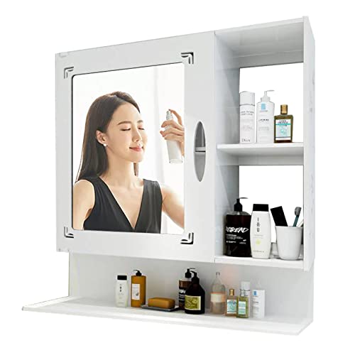 Badezimmer-Wandschrank, Badezimmer-Medizinschrank mit Türen, Holz-Kunststoff-Plattenmaterial, geeignet für Eingangsschlafzimmer, Wohnzimmer (Farbe: Weiß, Größe: 80 x 65 x 18,5) von WolFum
