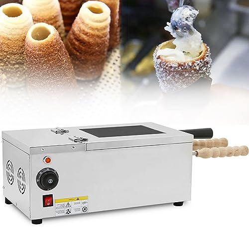 WolFum Elektrische Eistütenmaschine aus Edelstahl mit 2 Stangen, 220 V – Ofen zur Kuchenzubereitung mit Kamin für köstliche Leckereien von WolFum
