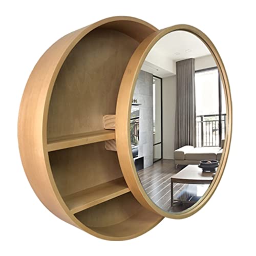 WolFum Medizinschrank mit Spiegel, runder Push-Pull-Spiegelschrank, 50/60/70 cm, Badezimmerspiegelschrank, geeignet für Schlafzimmer, Wohnzimmer, Badezimmer von WolFum