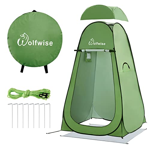 Wolfwise Pop up Umkleidezelt Toilettenzelt, Camping Duschzelt Mobile Outdoor Privatsphäre WC Zelt Lagerzelt, Tragbar (Grün) von Wolfwise