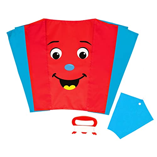 Wolkenstürmer® Sled Karlchen (rot) Kinderdrachen mit Augen - 1-Leiner Drachen & Flugspielzeug mit Gestänge – Flugfertiger Flugdrachen ab 3 Jahren von Wolkenstürmer