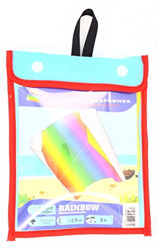 Wolkenstürmer® Einsteiger Drache Sled Regenbogen bunt ab 3 Jahren - Einsteiger Rainbow Drache für Kinder ab 3 Jahre - 1 Leiner Flugdrachen ohne Gestänge von Wolkenstürmer