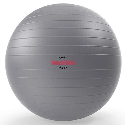 Women's Health BODY Gymnastikball | Gymnastikball ideal für Stabilitätstraining, zur Körperstraffung, Gym Ball-Push Ups, Klappmessern und Stability Crunches, Sitzball (Grau, 75cm) von Women's Health BODY