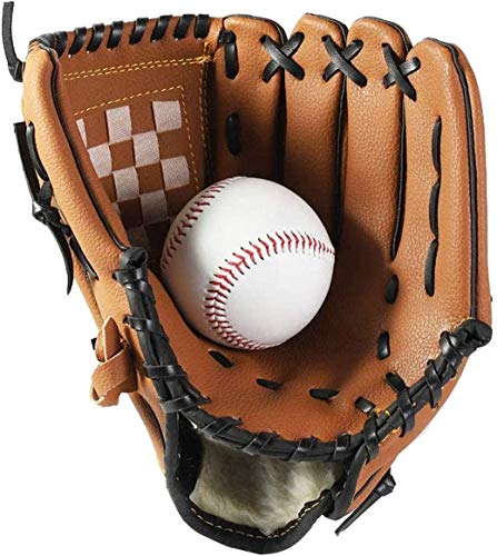 Wonninek Baseball Handschuhe - PU-Leder Handschuhe mit Einem Ball, Erwachsenen Baseball Training Wettbewerb Handschuh Verdicken Dauerhaft Softballhandschuhe für Kinder Erwachsene, 10,5-Zoll von Wonninek