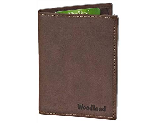 Woodland Ausweis-/Kreditkartenetui für 6 Kreditkarten und 4 Ausweise RFID/NFC Ausleseschutz Büffelleder in Dunkelbraun/Taupe von Woodland
