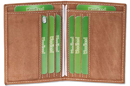 Woodland Ausweis-/Kreditkartenetui mit RFID-Blocker Schutz für 6 Kreditkarten und 4 Ausweis-/KFZ-Scheine aus Büffelleder in Cognac/Vintage von Woodland