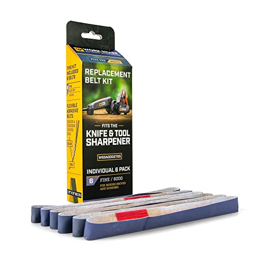 WORK SHARP™® WSKTS Belt Kit 6000 - Premium Ersatz Schleifband Set Körnung 6000-6 Stk. Schärfbänder für Knife & Tool Sharpener - Hochwertiger Schärfer von Work Sharp