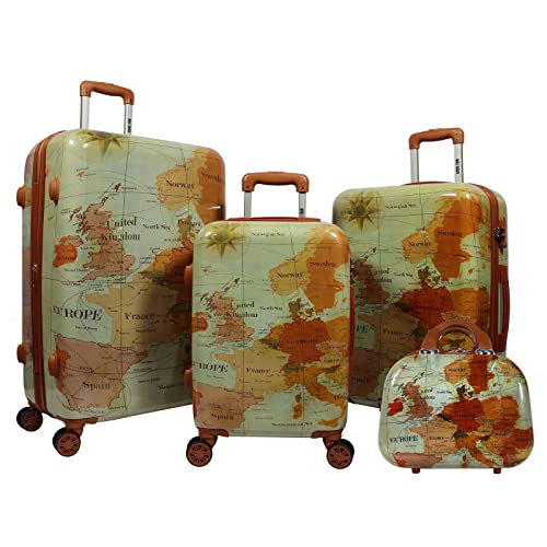 World Traveler Europe 4-teiliges Gepäck-Set mit TSA-Schloss, braun von World Traveler