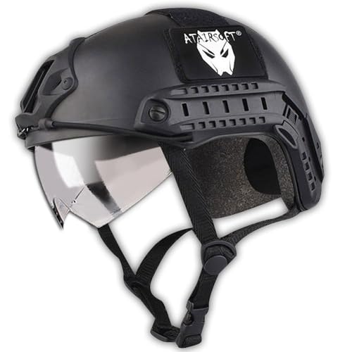 ATAIRSOFT MH Typ Schützend Paintball Kriegsspiel Armee Airsoft Taktische Schneller Helm mit Schutzbrille Schwarz von ATAIRSOFT