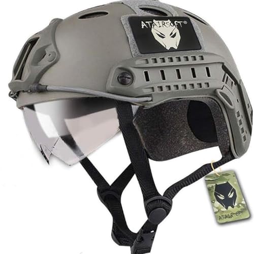 ATAIRSOFT Armee Militär Stil SWAT Kampf PJ Typ Fast Helm FG Laub Grün mit Schutzbrillen für CQB Airsoft Paintball Schießen von ATAIRSOFT