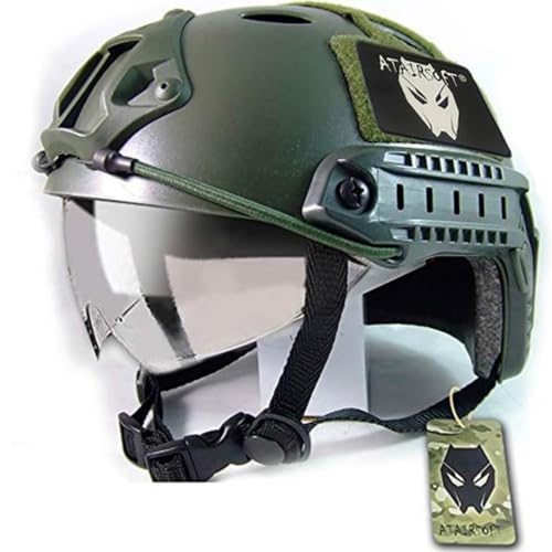 ATAIRSOFT Army Military Style-SWAT Kampf PJ Schnelle Helm w/Schutzbrille OD Green für CQB Airsoft Paintball Schießen von ATAIRSOFT