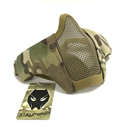 ATAIRSOFT Tactical Airsoft CS Schutzkleidung Strike Stahl Halbmaske mit 2-Gürtel für Jagd Paintboll WorldShopping4U (Multicam) von ATAIRSOFT