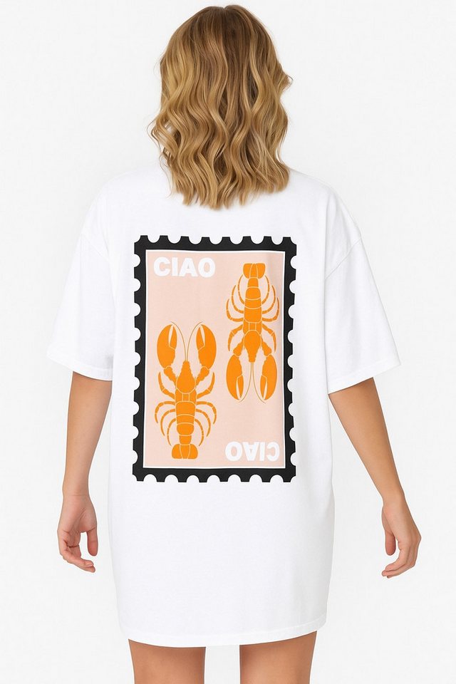 Worldclassca T-Shirt Worldclassca Oversized CIAO Print T-Shirt lang Tee Sommer Oberteil PRINT - CIAO - HUMMER von Worldclassca