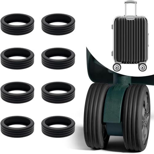 8 Stück Gepäckradschutz, Silikon Gepäckradabdeckung, rutschfest und geräuscharm, Gepäckradabdeckung für Luggage, Kofferrollen, Ersatzrollen Koffer (Black) von WouND