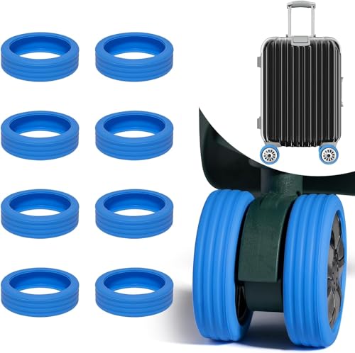 8 Stück Gepäckradschutz, Silikon Gepäckradabdeckung, rutschfest und geräuscharm, Gepäckradabdeckung für Luggage, Kofferrollen, Ersatzrollen Koffer (Blue) von WouND