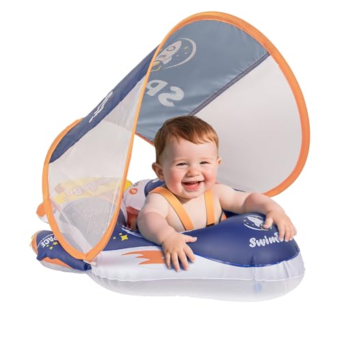 Baby Swimming Ring with Removable Sunshade,Woukksy Boy's Design of Infant Buoyancy Aid with Swimming Seat, Inflatable Anti-Tipping Children's Swim Trainer, Suitable for Infants and Toddlers from 6 Mo von Woukksy