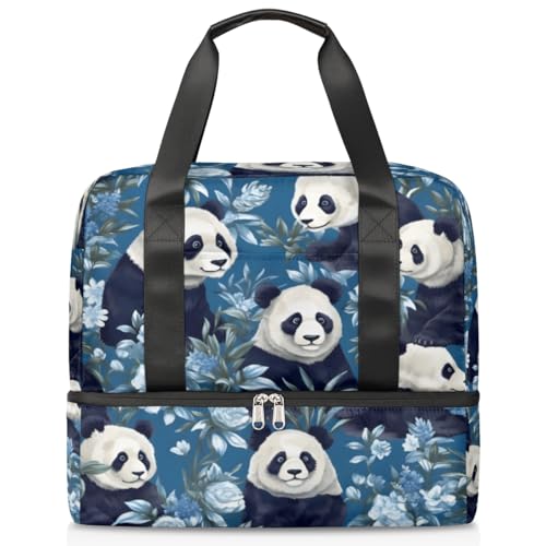 WowPrint Sport Duffle Bag für Damen Herren Jungen Kirls, Cute Flower Panda 21L Weekend Overnight Bags Wet Separated Tote Bag for Travel Gym Yoga, farbe, 21L, Taschen-Organizer von WowPrint