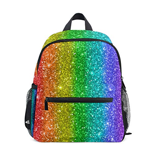 WowPrint Kinder-Rucksack mit Regenbogen-Glitzer-Muster, Kindergarten, Vorschultasche für Kleinkinder, Mädchen, Jungen, mehrfarbig, Einheitsgröße von WowPrint