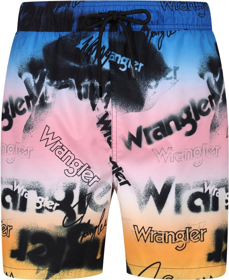 Wrangler Badeshorts Sundial Allover Logoschriftzug von Wrangler