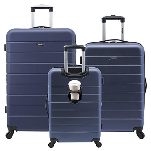 Wrangler Smart Gepäckset mit Getränkehalter und USB-Anschluss, Marineblau, 20-Inch Carry-On, Smart Gepäck-Set mit Getränkehalter und USB-Port von Wrangler