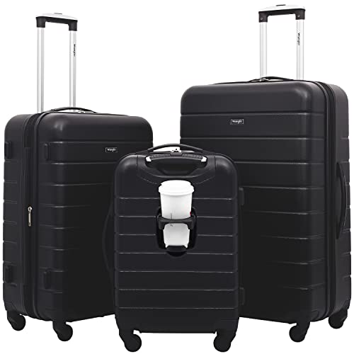 Wrangler Smart Gepäckset mit Getränkehalter und USB-Anschluss, schwarz, 3 Piece Set, Smart Gepäck-Set mit Getränkehalter und USB-Port von Wrangler