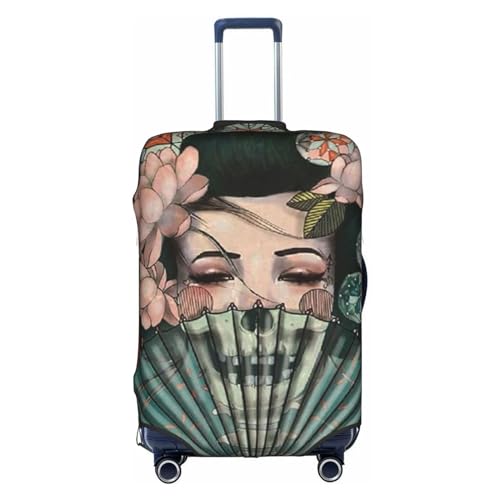 Kofferabdeckung, elastisch, passend für 45,7 - 76,2 cm Gepäck, Einschienenbahn, Japanische Geisha, M von Wratle