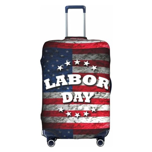 Kofferabdeckung, elastisch, passend für 45,7 - 76,2 cm große Gepäck-Hirsche mit Baumgeweih, Happy Labor Day, M von Wratle