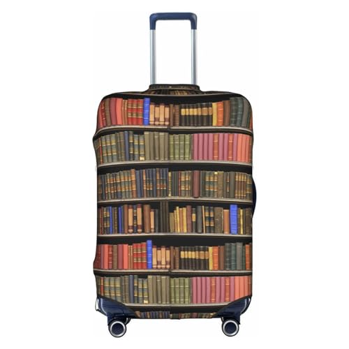 Wratle Kofferabdeckung, elastisch, passend für 45,7 - 76,2 cm Gepäck, niedlicher Panda und Faultier, Bibliothek Bücherregal, XL von Wratle