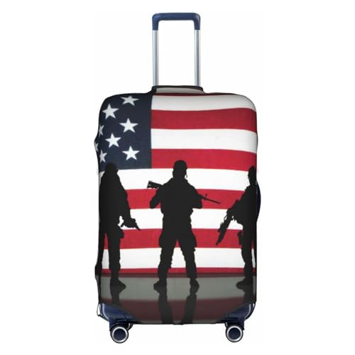 Wratle Kofferabdeckung, elastisch, passend für 45,7 - 76,2 cm große Gepäck, Deutscher Schäferhund, Veteranentag mit amerikanischer Flagge, L von Wratle