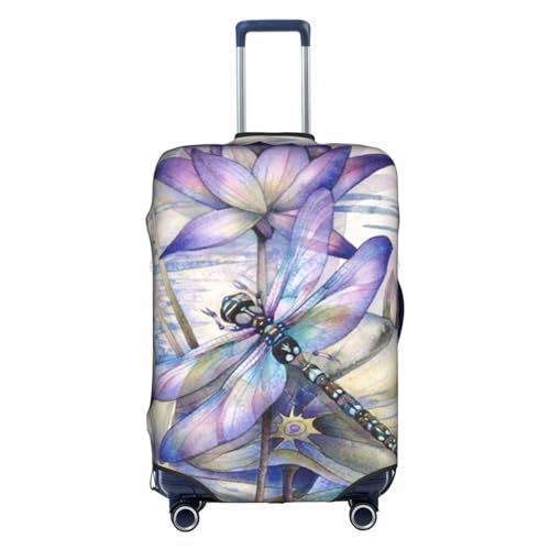Wratle Kofferabdeckung, elastisch, passend für 45,7 - 76,2 cm große Gepäck, Welpen, Mops, Libelle auf Lotusblume, L von Wratle
